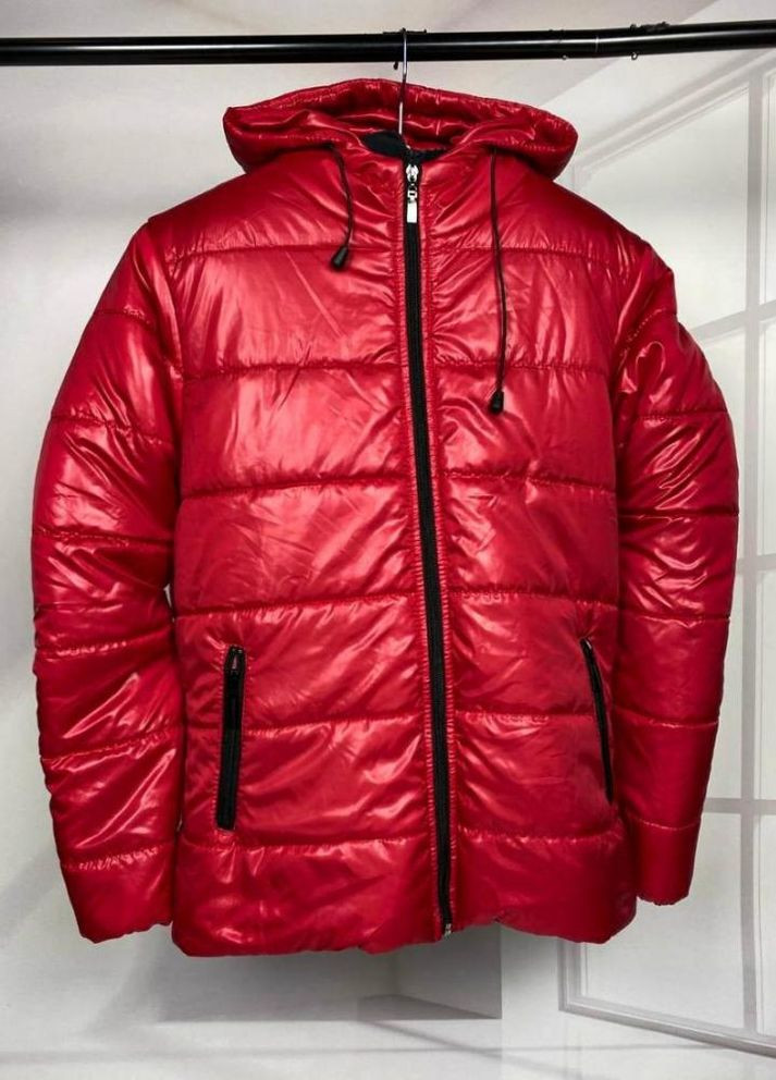 Червона зимня однотонна ууртка чоловіча червоного кольору No Brand