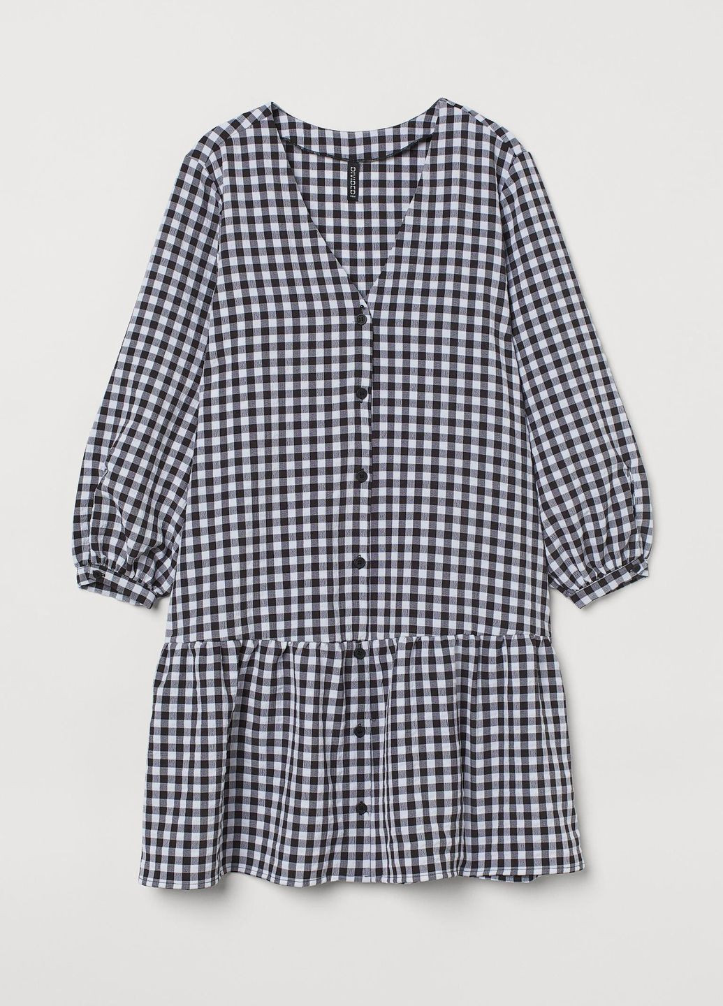 Белое сукня демісезон,білий в чорну клітинку, divided H&M
