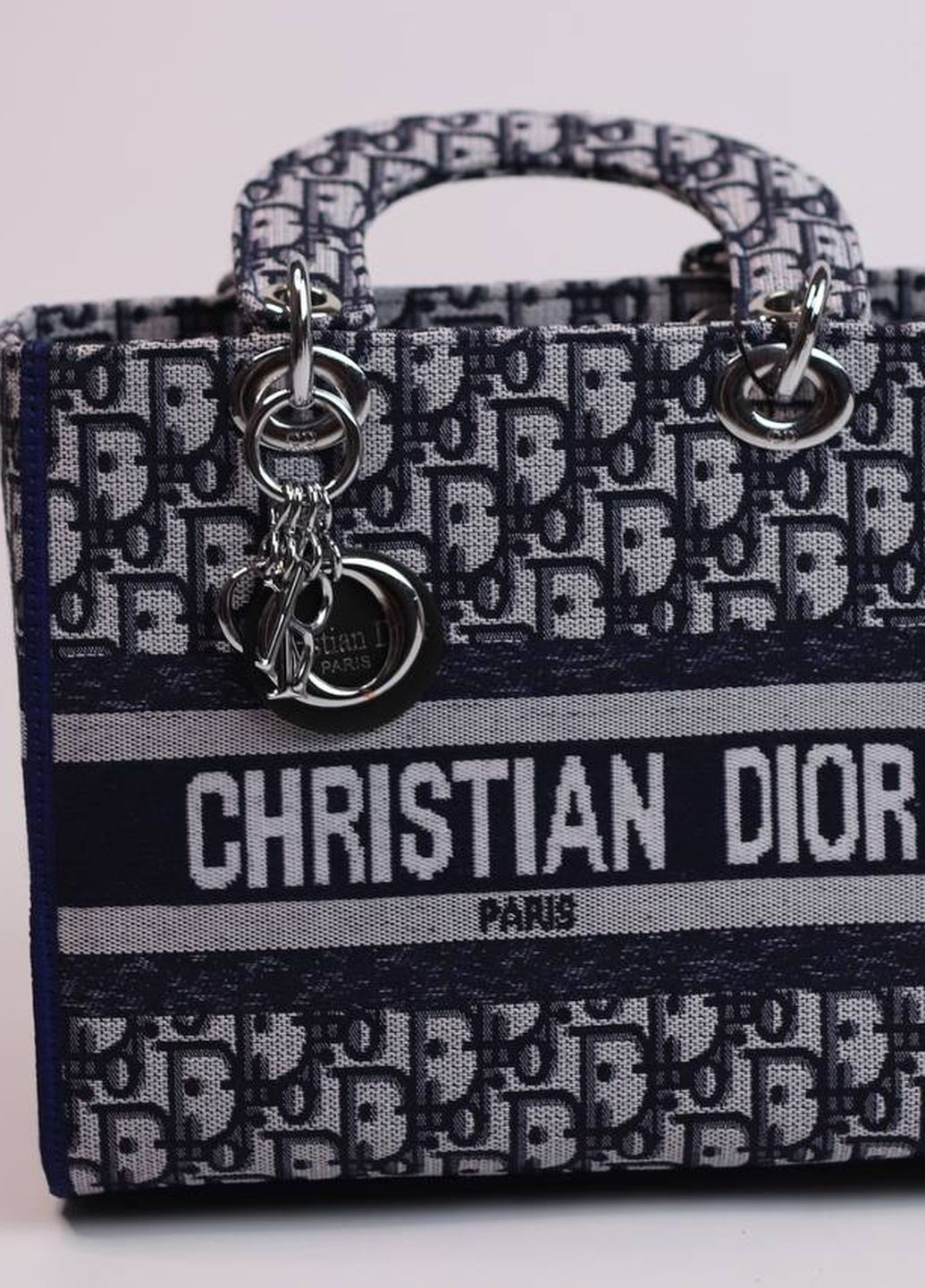 Сумка класична з лого Christian Dior Lady d-lite dark blue Vakko (260585709)