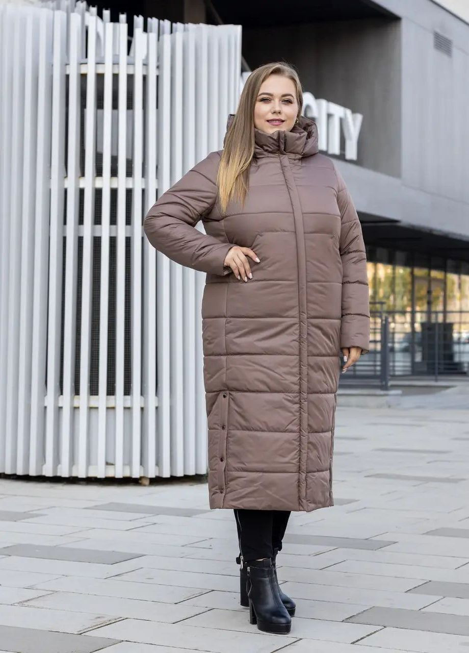 Світло-коричнева зимня жіноча зимова куртка великого розміру SK