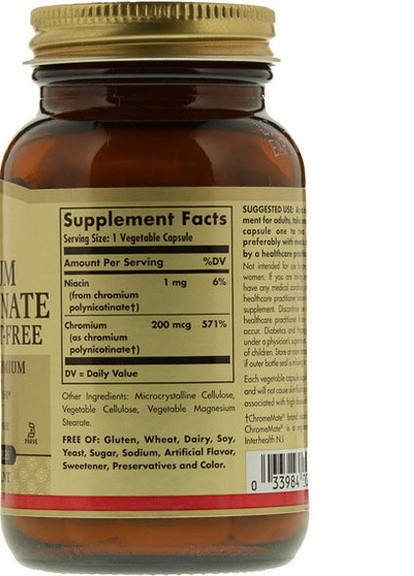 Chromium Polynicotinate 200 mcg 100 Veg Caps Solgar (256720429)
