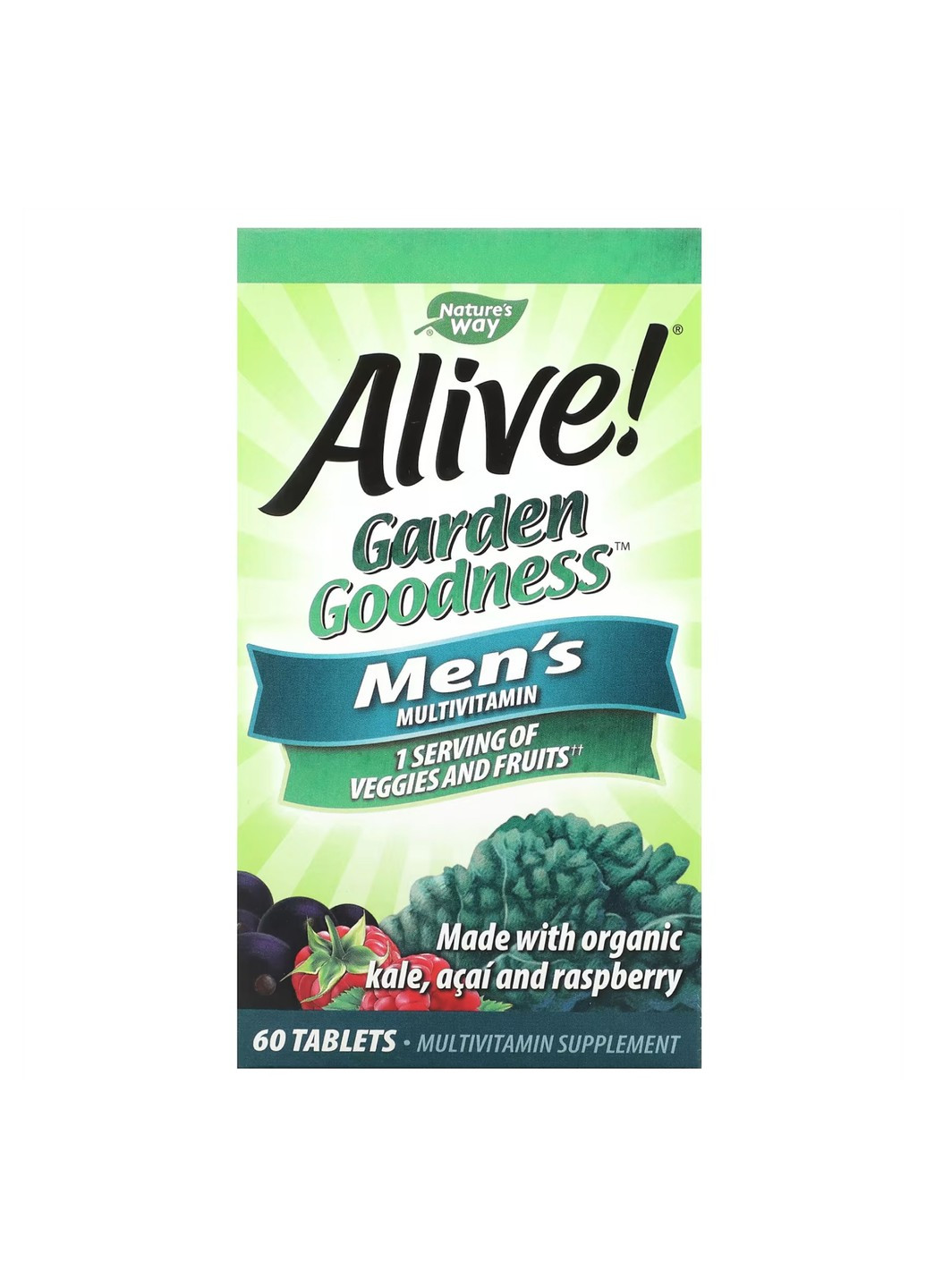 Витамины для Мужчин с Натуральными Фруктами и Овощами Alive Organic Garden Goodness Men - 60 таб Nature's Way (269461768)