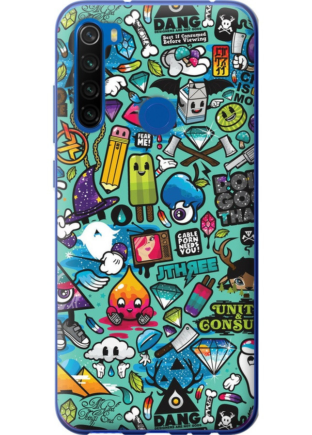 Силіконовий протиударний с посиленими кутами чохол 'Стікер бомбінг 1' для Endorphone Xiaomi Redmi Note 8T (258484024)