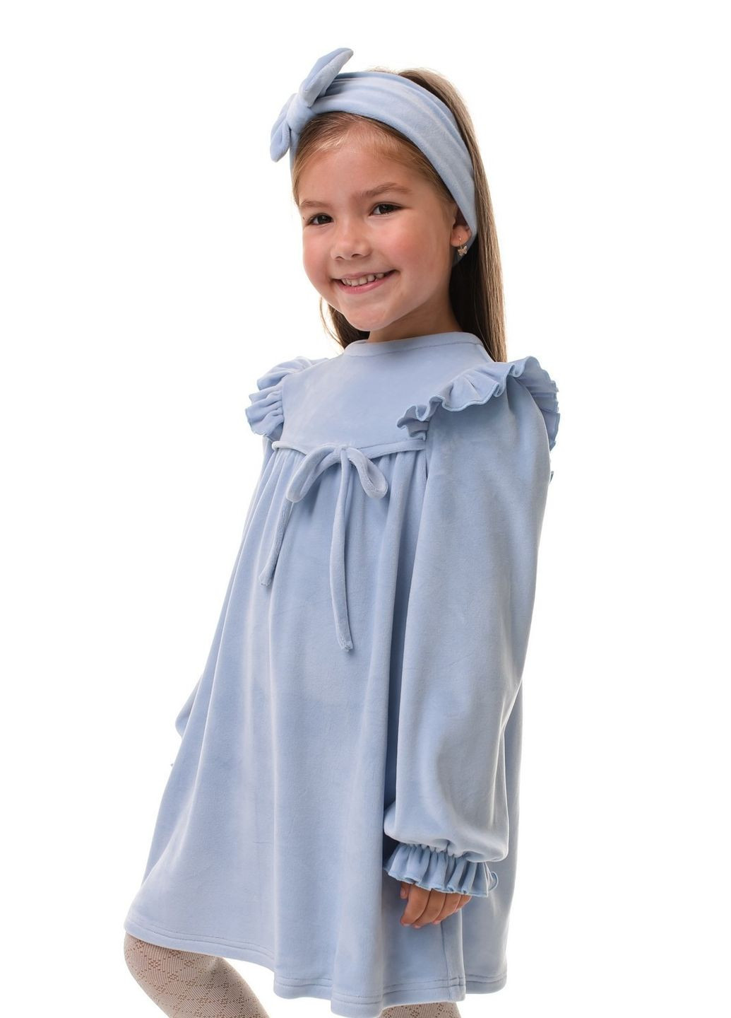 Блакитна плаття для дівчинки довгий рукав 9062 110 см блакитний 68179 Suzie (262821238)