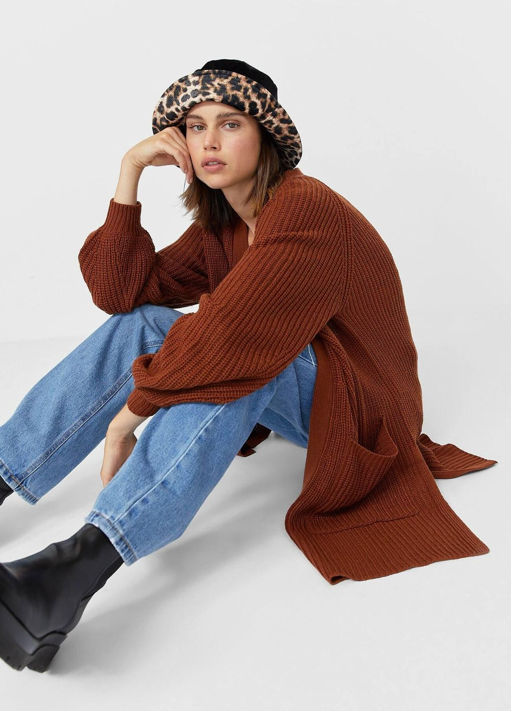 Кардиган демісезон,коричневий, Stradivarius (257521964)