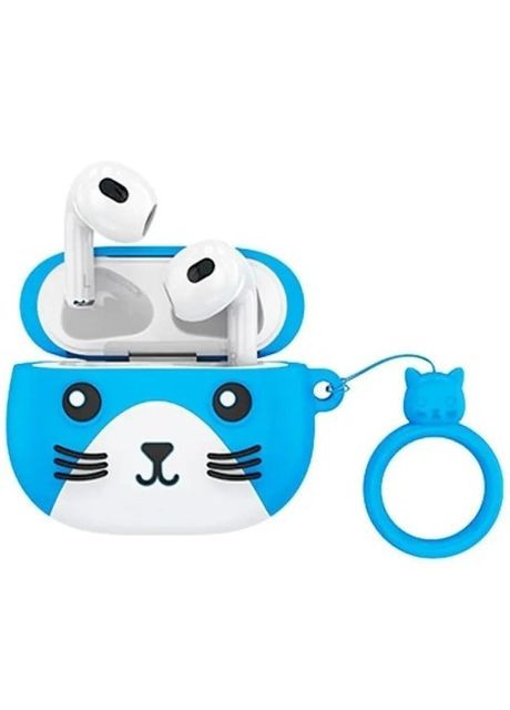 Бездротові навушники (TWS, Bluetooth 5.3, з вушками, зарядний чохол, котик) - Блакитний Hoco ew46 (276003525)