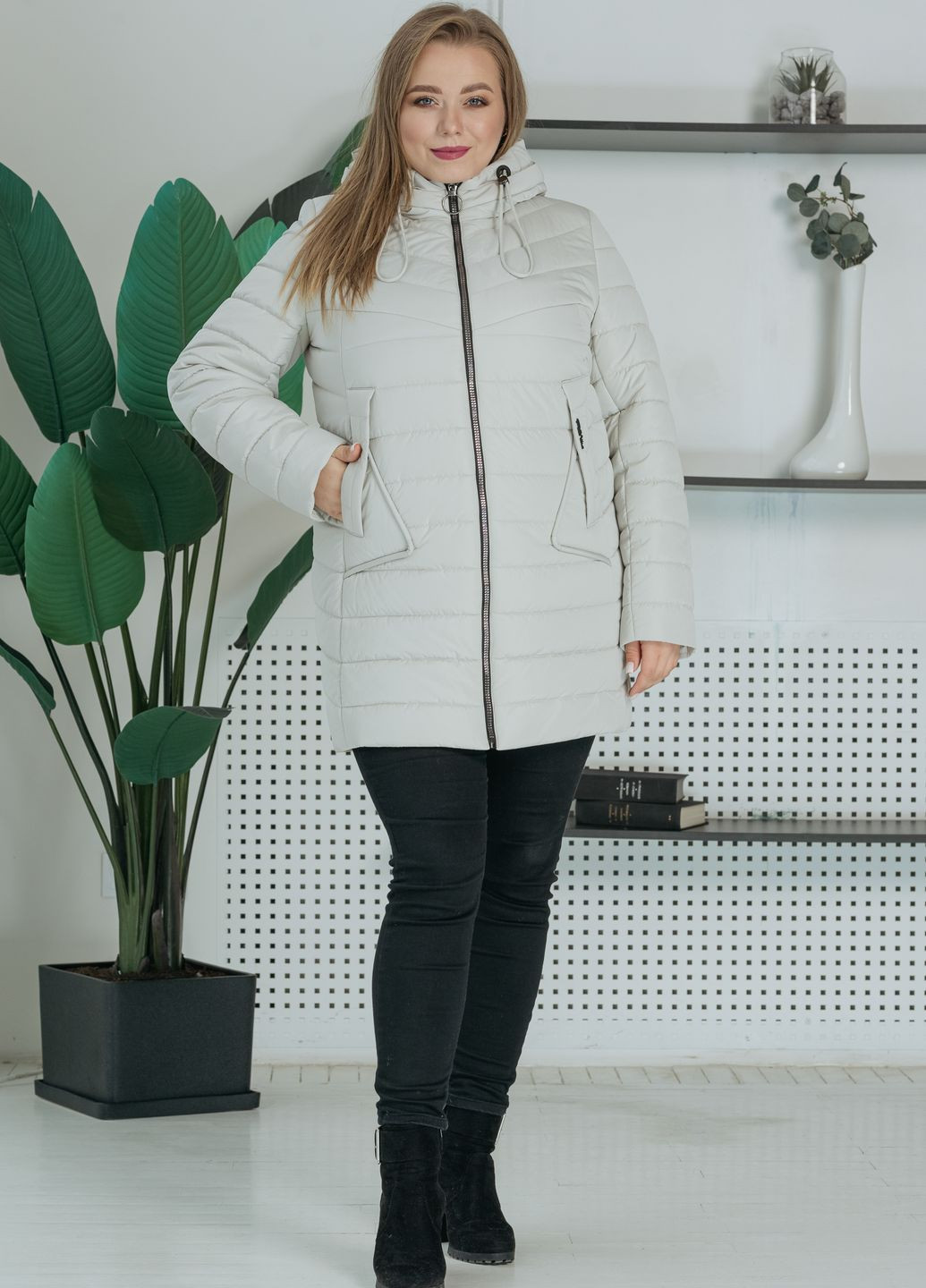 Бежева демісезонна демісезонна жіноча куртка великого розміру куртка-пальто SK
