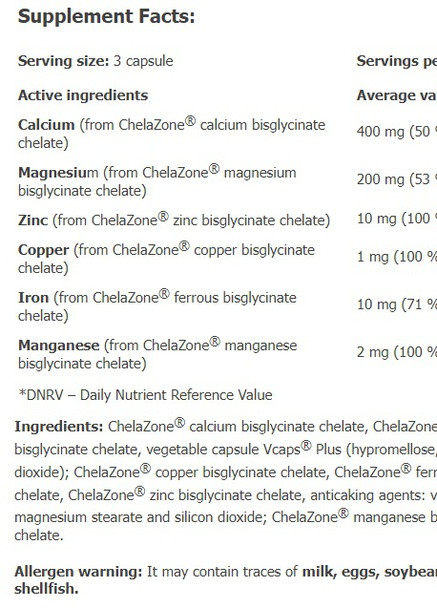 ChelaZone MultiChel Complete 6 Bisglycinate Chelate 90 Veg Caps Amix Nutrition (257495232)
