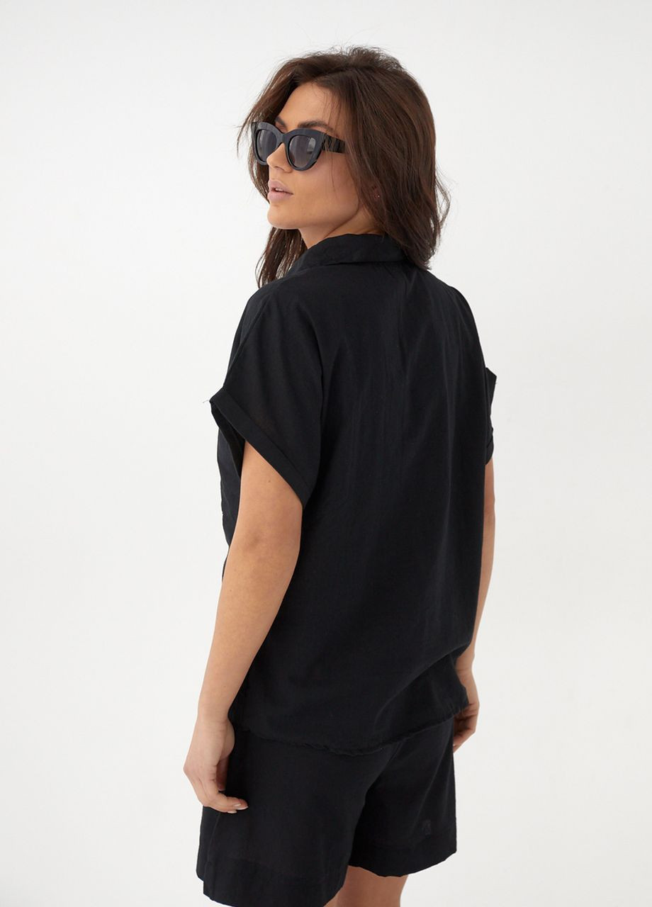 Женский летний костюм шорты и рубашка - черный No Brand (262809883)