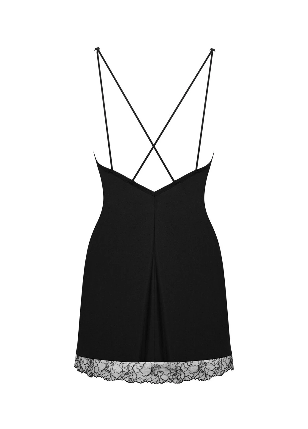 Черный сорочка и трусики bella rou chemise & thong Obsessive