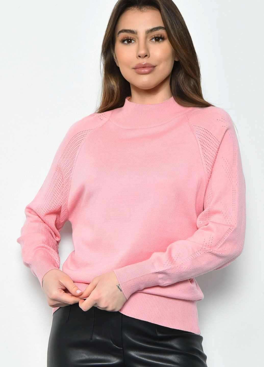 Светло-розовый демисезонный свитер женский светло-розового цвета пуловер Let's Shop