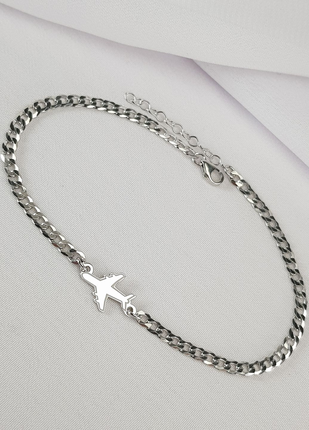 Срібний браслет на ланцюжку Літак регулюється родоване срібло Family Tree Jewelry Line (266038556)