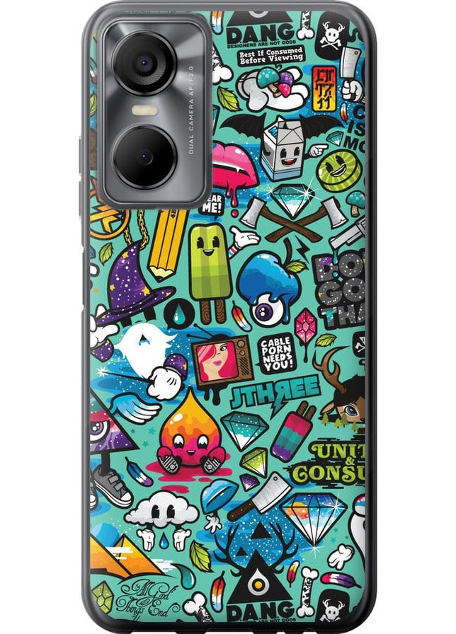 Силіконовий чохол 'Стікер бомбінг 1' для Endorphone Tecno POP 6 Pro BE8 (258262852)