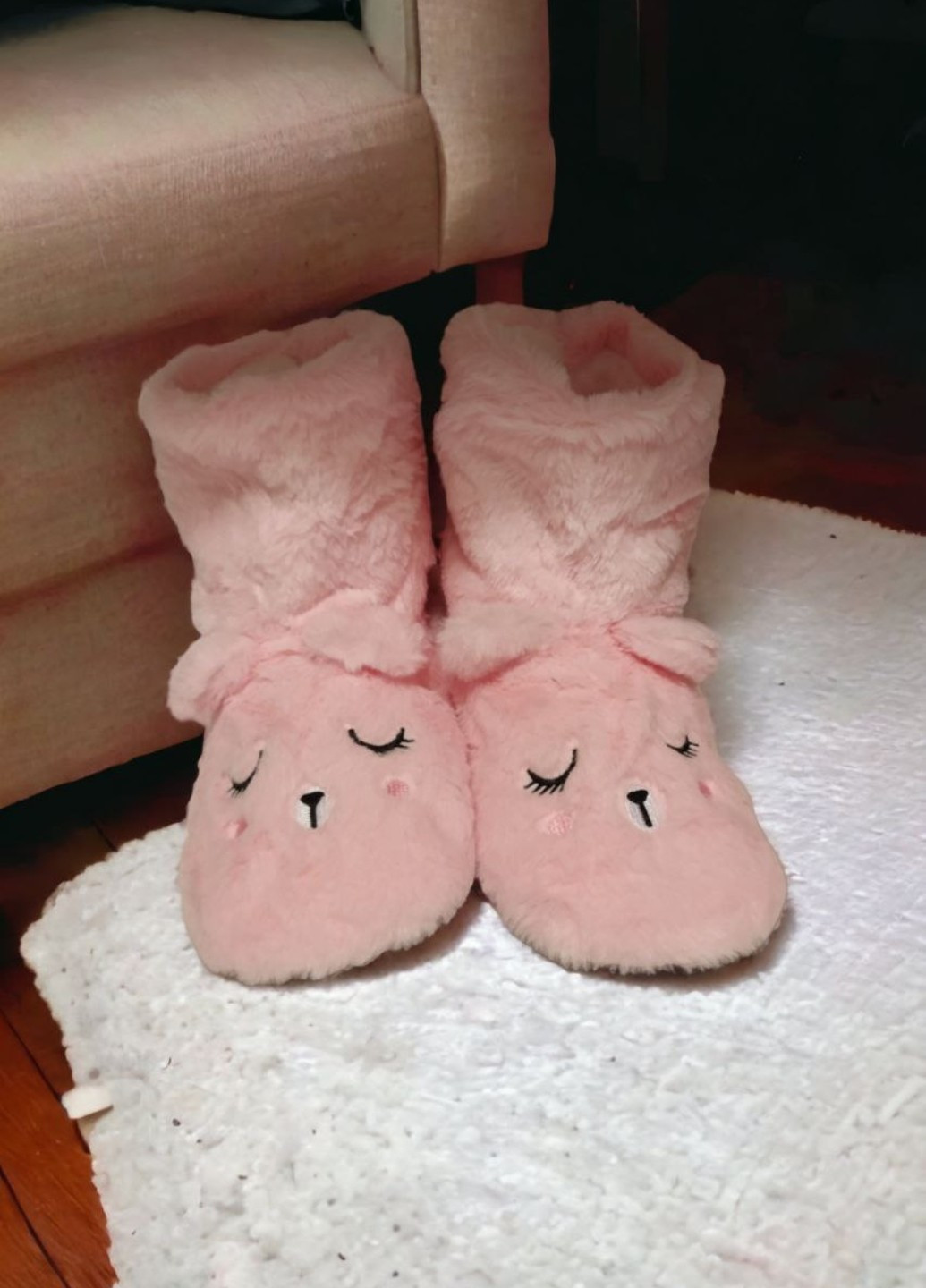 Светло-розовые домашние тапочки-сапожки женские sleepy rabbit No Brand