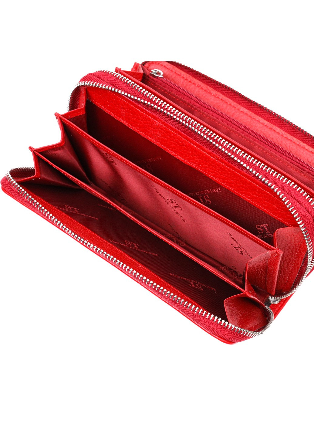 Яркий женский кошелек-клатч с двумя отделениями на молниях 19430 Красный st leather (276461858)