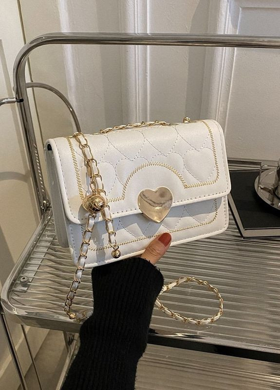 Жіноча класична сумка 1027 крос-боді на цепочці біла молочна No Brand (273232532)