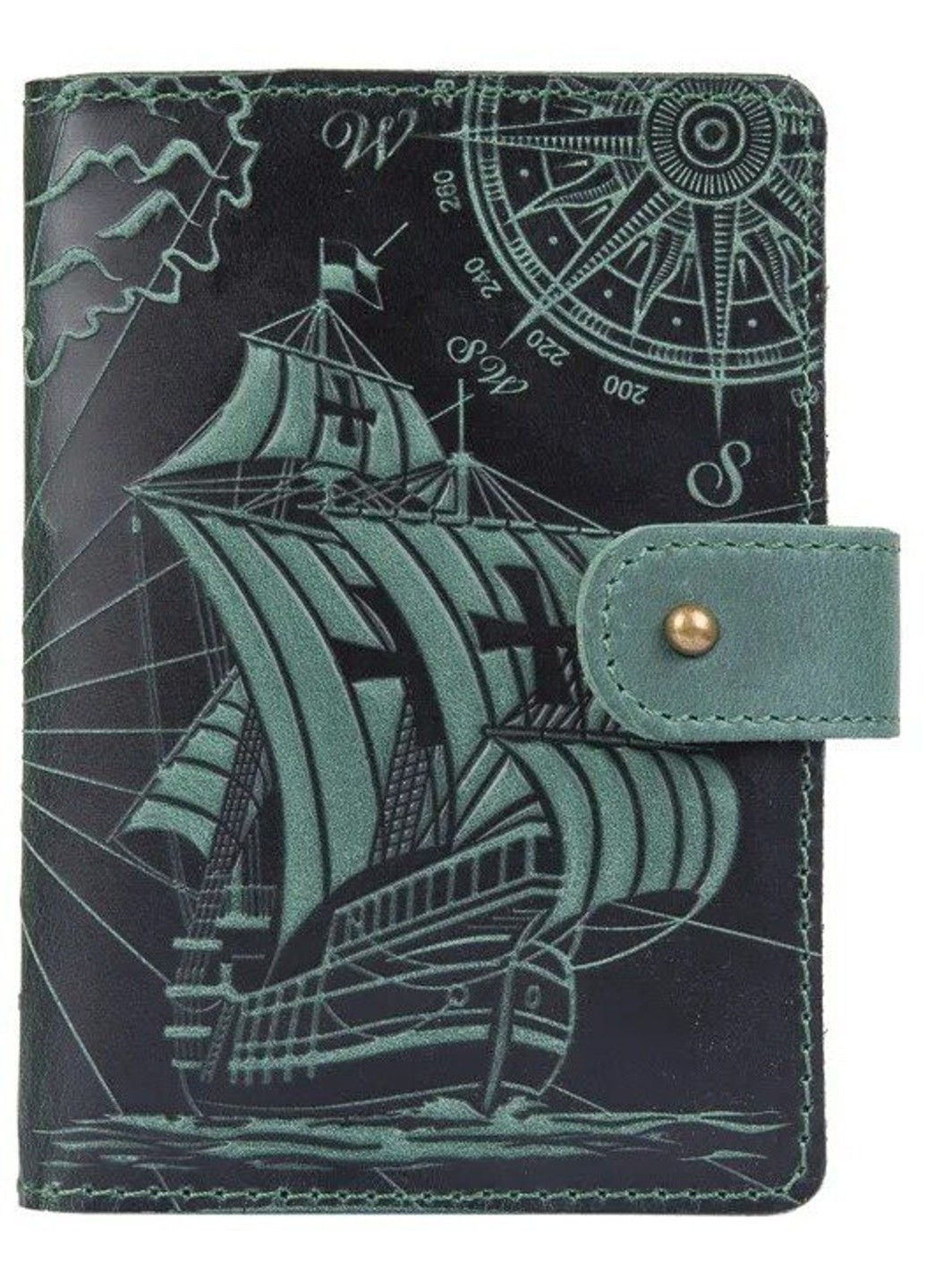 Обложка для паспорта из кожи «Discoveries» PB-02/1 Shabby Alga Темно-зеленый Hi Art (268371592)