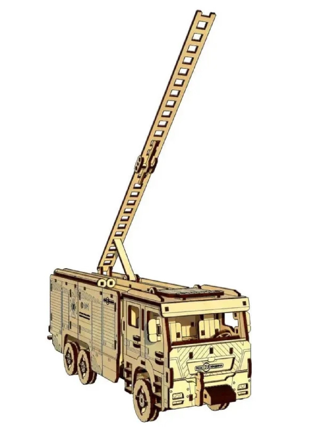 Дерев'яний конструктор рухомий пазли без клею 206 деталей для дітей з інструкцією 43Х12Х15 см (474342-Prob) Пожежна машина Unbranded (258188202)