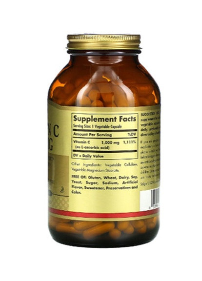 Vitamin C 1000 mg 250 Veg Caps Solgar (256725116)