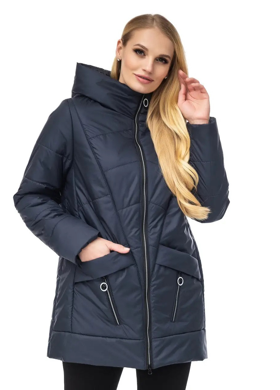 Синя демісезонна коротка куртка DIMODA Жіноча куртка від українського виробника