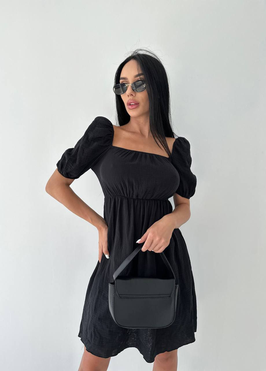 Черное повседневный платье муслиновое с открытой спиной LeVi