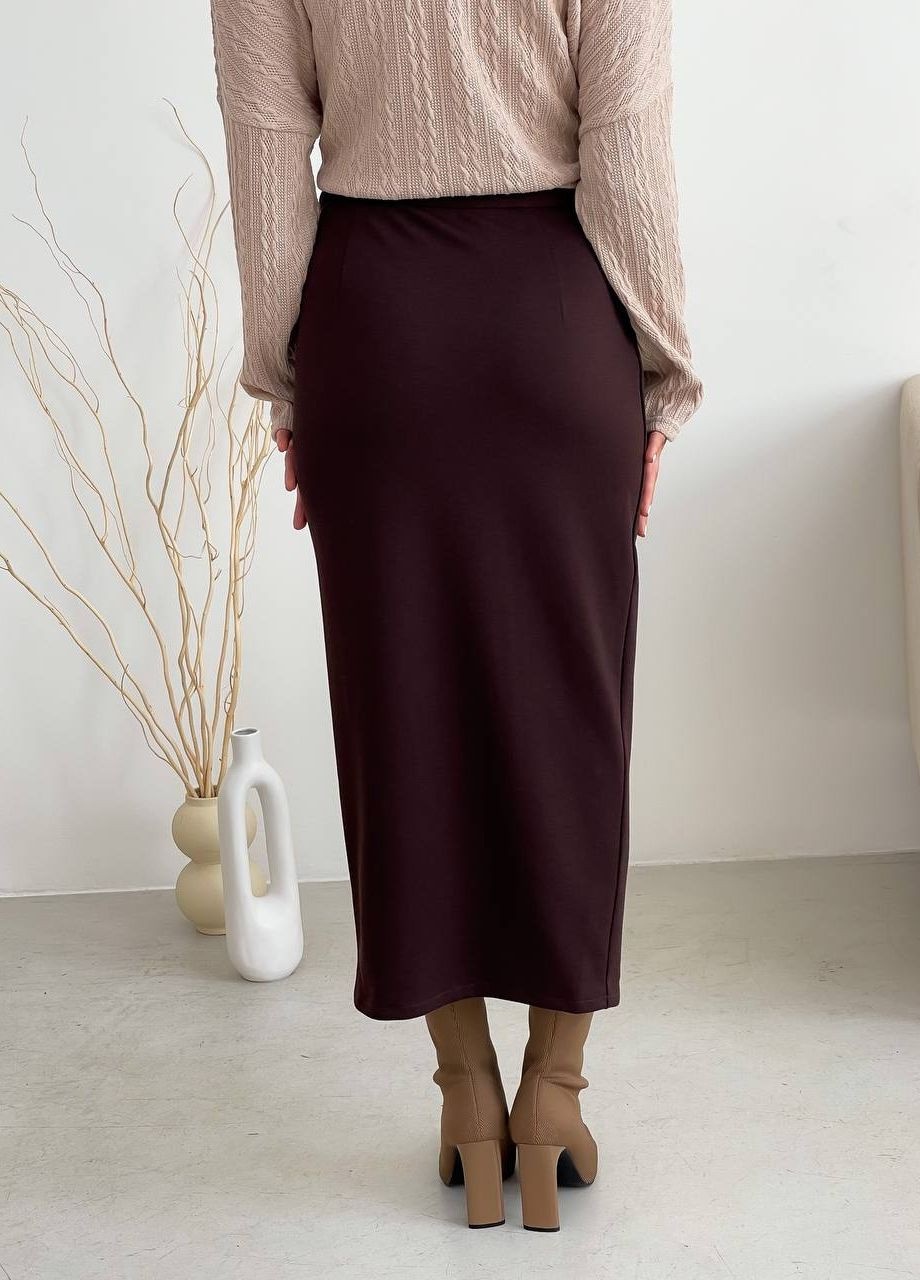 Темно-коричневая кэжуал однотонная юбка Vakko