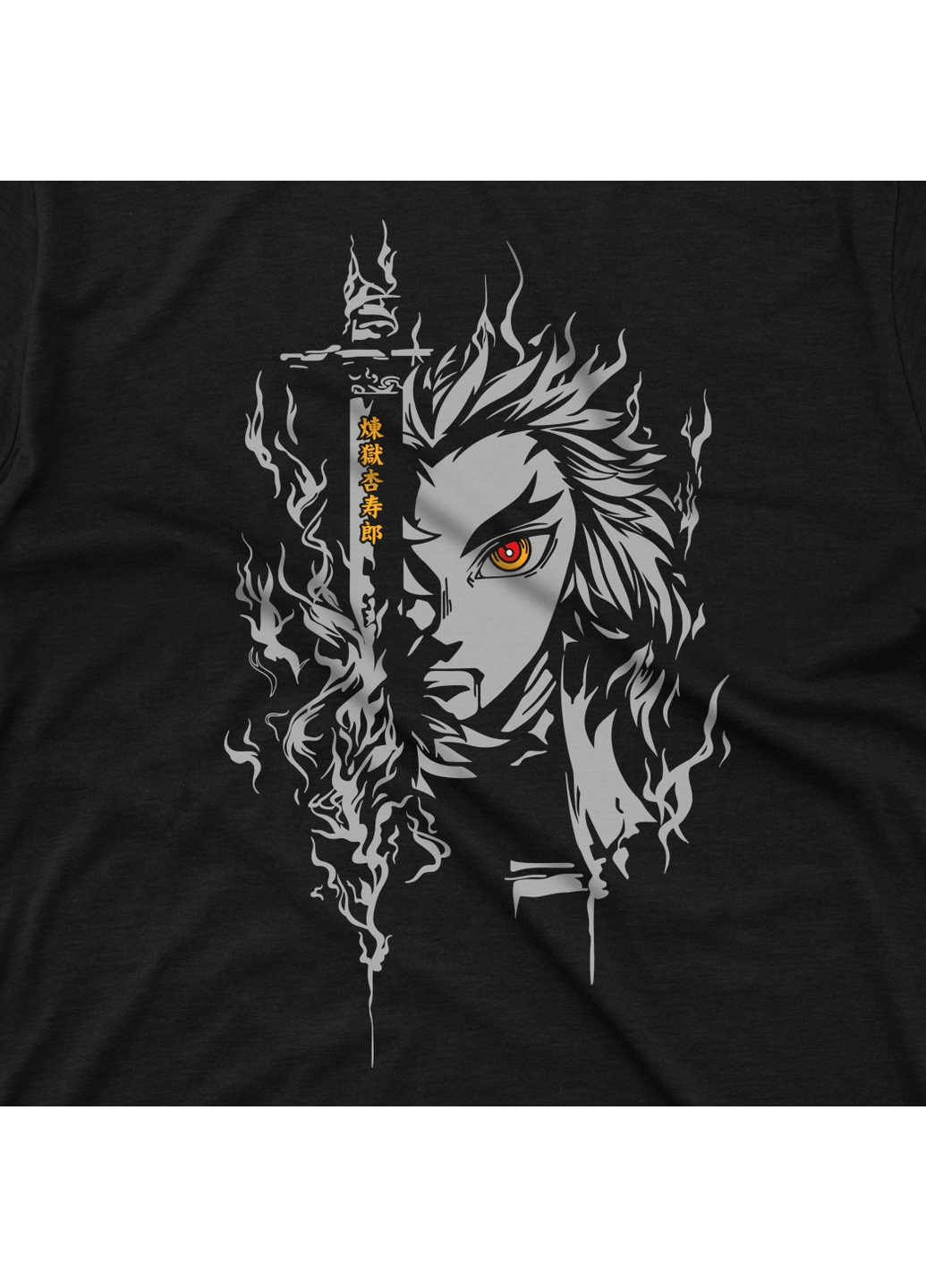 Чорна футболка з принтом клинок розсікаючий демонів - ренгоку No Brand