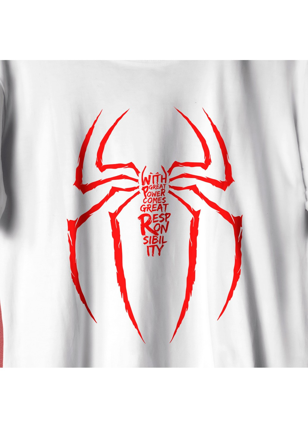 Біла футбокла з принтом людина павук w No Brand