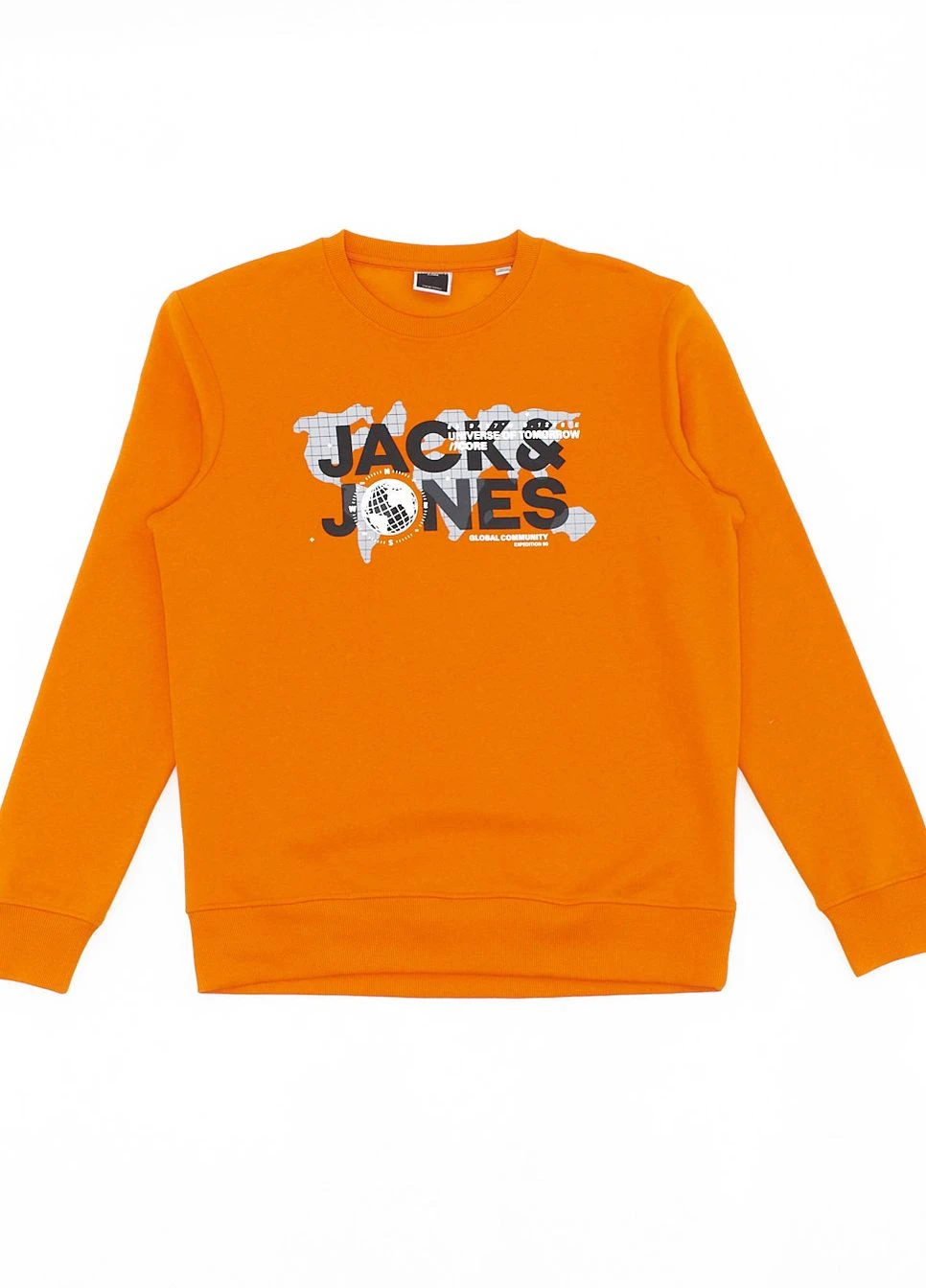 Оранжевый свитшот флис,оранжевий с принтом, JACK&JONES (264301597)