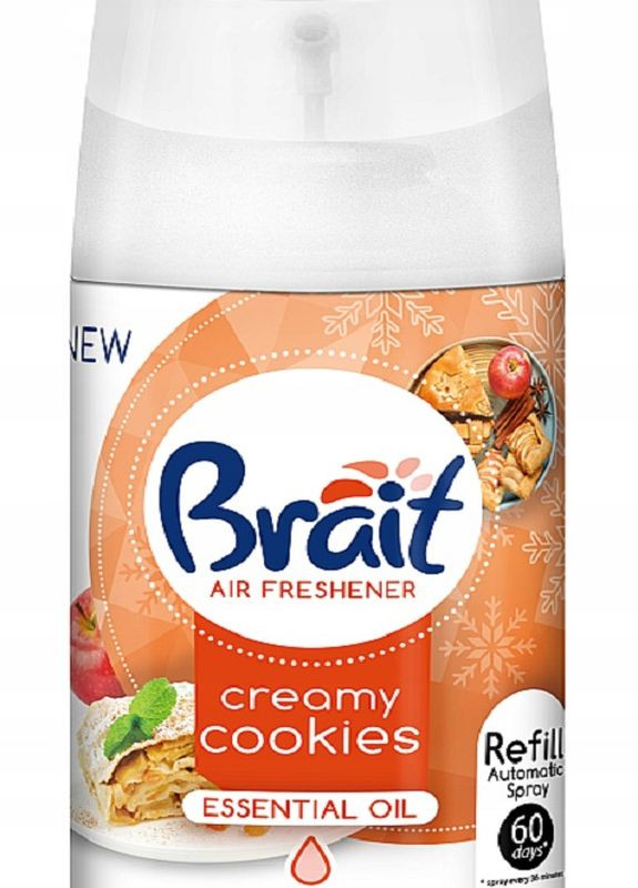 Освежитель воздуха Creamy Cookies автоматический сменный баллон 250 мл Brait (267227691)