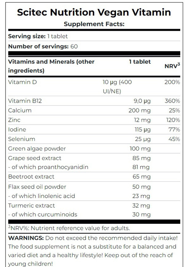 Vegan Vitamin 60 Tabs Scitec Nutrition (257252776)