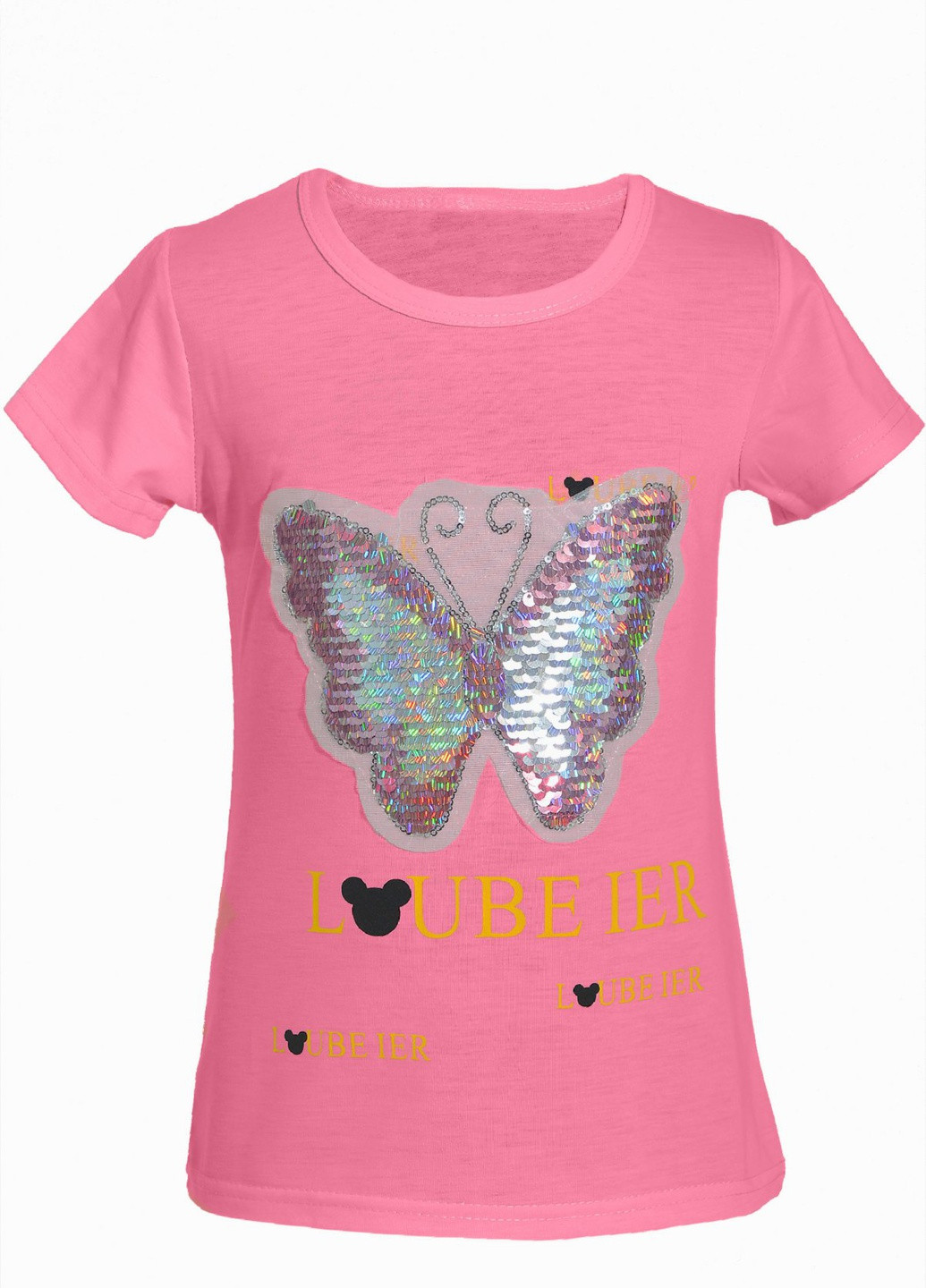 Розовая футболки футболка на дівчаток (бабочка)16516-731 Lemanta