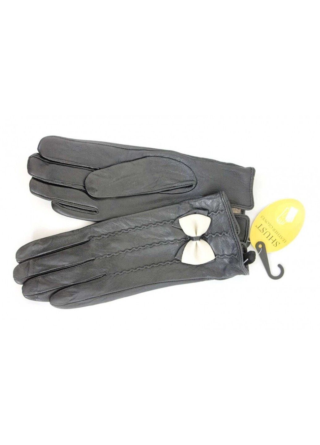 Женские кожаные перчатки чёрные 372s1 S Shust Gloves (261486910)