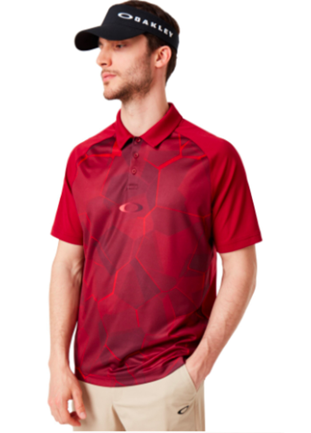 Красная мужская футболка Oakley Graphic Polo SS