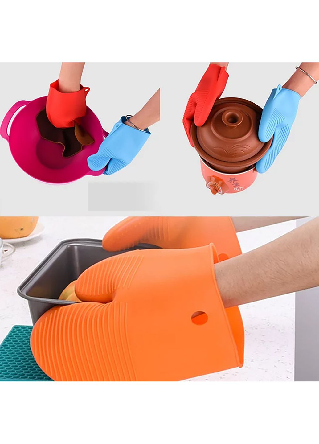Силиконовая перчатка для кухни кухонная варежка прихватка для горячего рукавица термостойкая 20х16.5 см Kitchen Master (276777963)