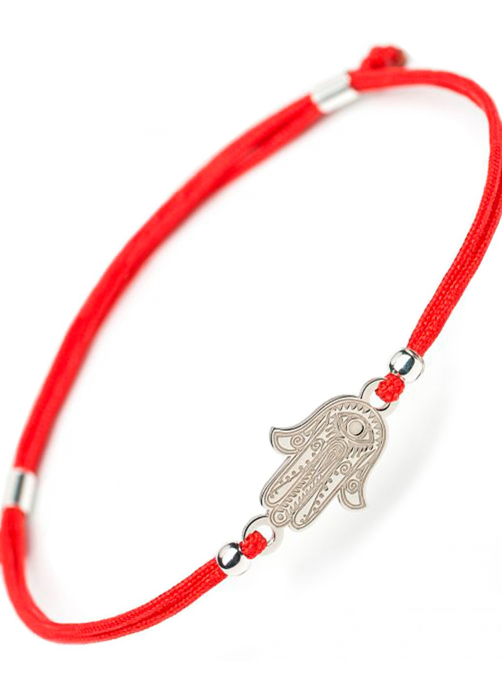 Срібний браслет на червоному шнурку Хамса Рука Фатіми регулюється Family Tree Jewelry Line (266038527)