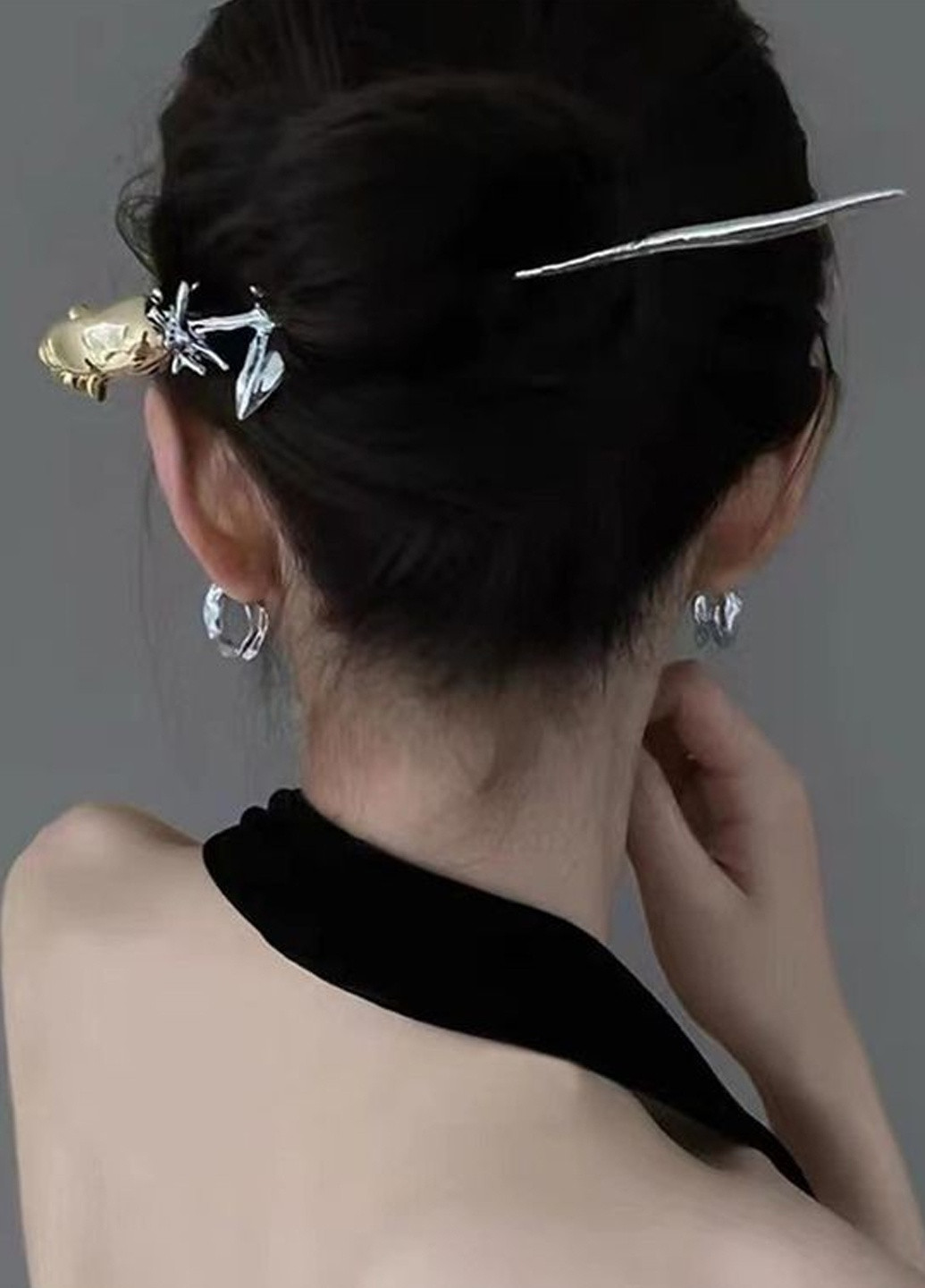 Заколка шпилька "Rose" срібляста з золотистою квіткою Анна Ясеницька (259318197)