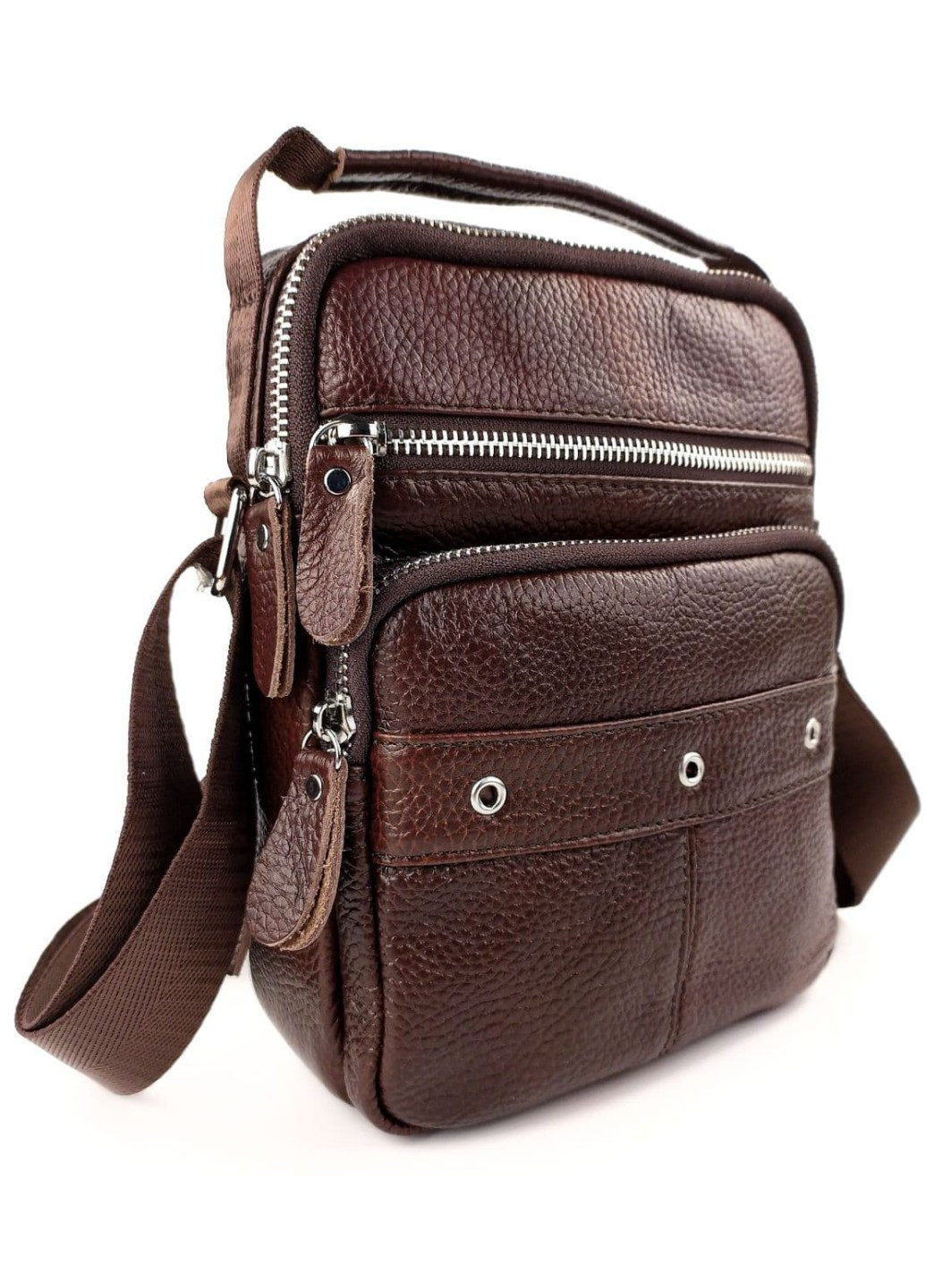 Повседневная сумка из кожи с ручкой и ремнем NS5417-3 коричневая JZ (259578270)
