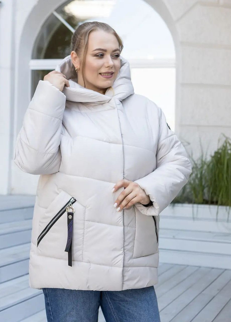 Молочна зимня зимова куртка жіноча великого розміру SK