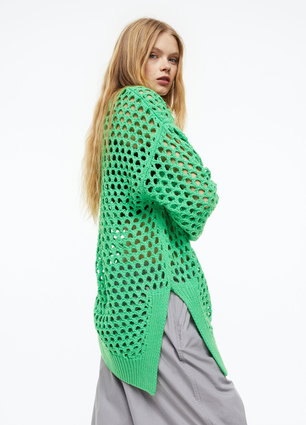 Зеленый демисезонный ассиметричный пуловер пуловер H&M