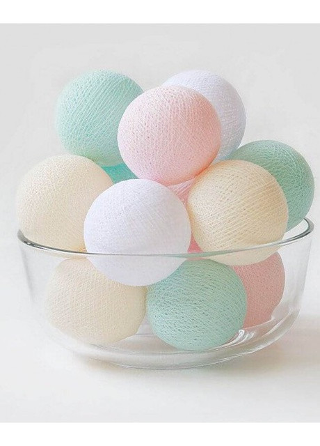 Гирлянда тайские шарики-фонарики CBL Baby Pastel 20 шариков, 2.5 м Cotton Ball Lights (257960477)