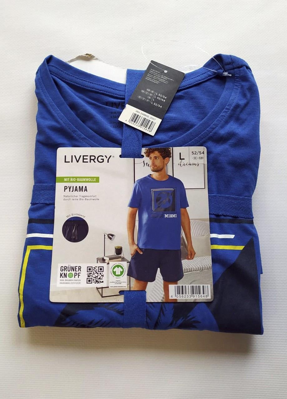 Пижама мужская (футболка + шорты) Livergy синяя