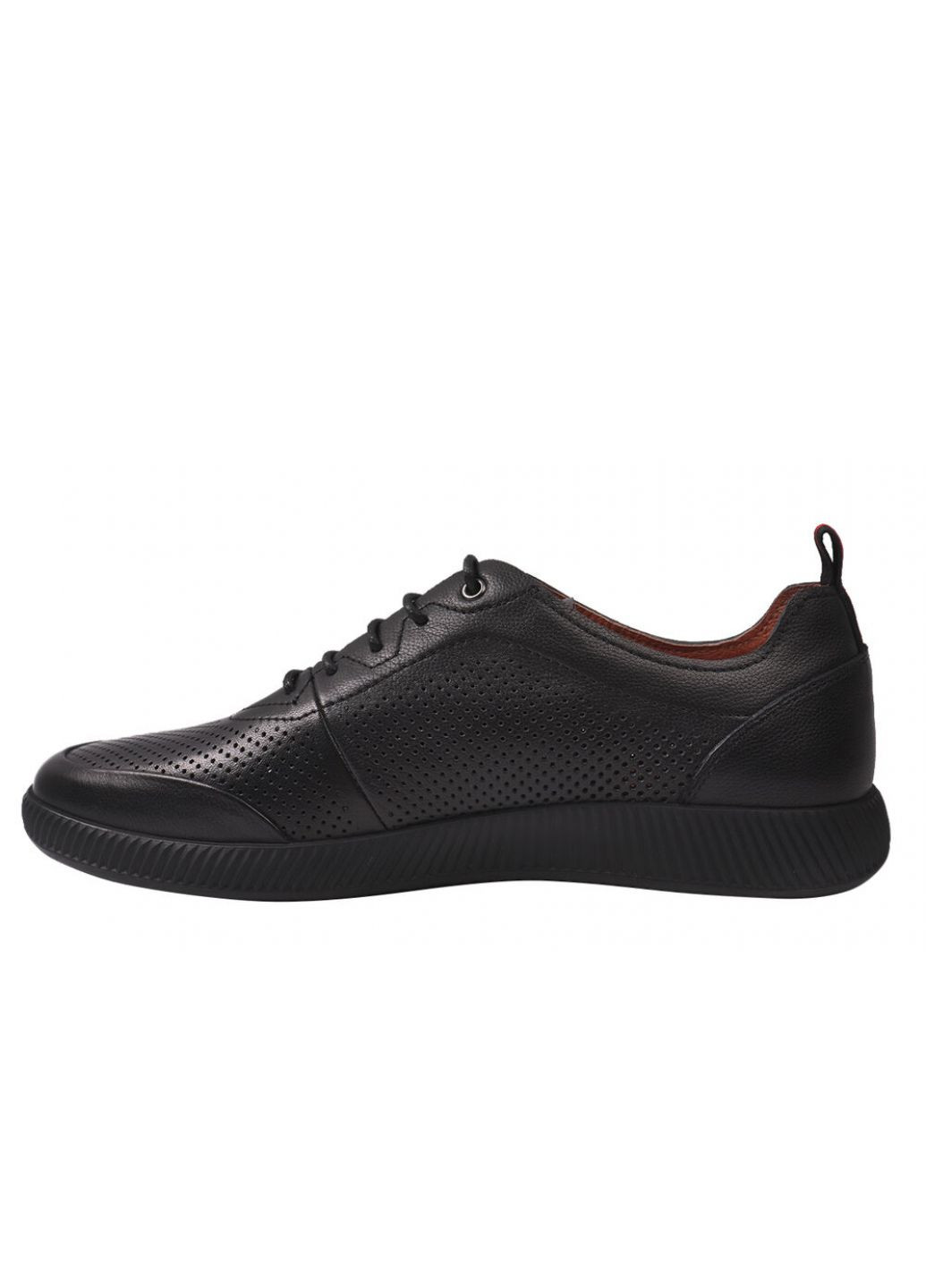 Чорні кросівки чоловічі з натуральної шкіри, на низькому ходу, на шнурівці, колір чорний, Anemone 169-21LTCP