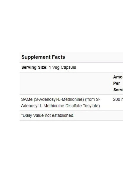SAM-e 200 mg 60 Veg Caps NF0127 Now Foods (257252328)
