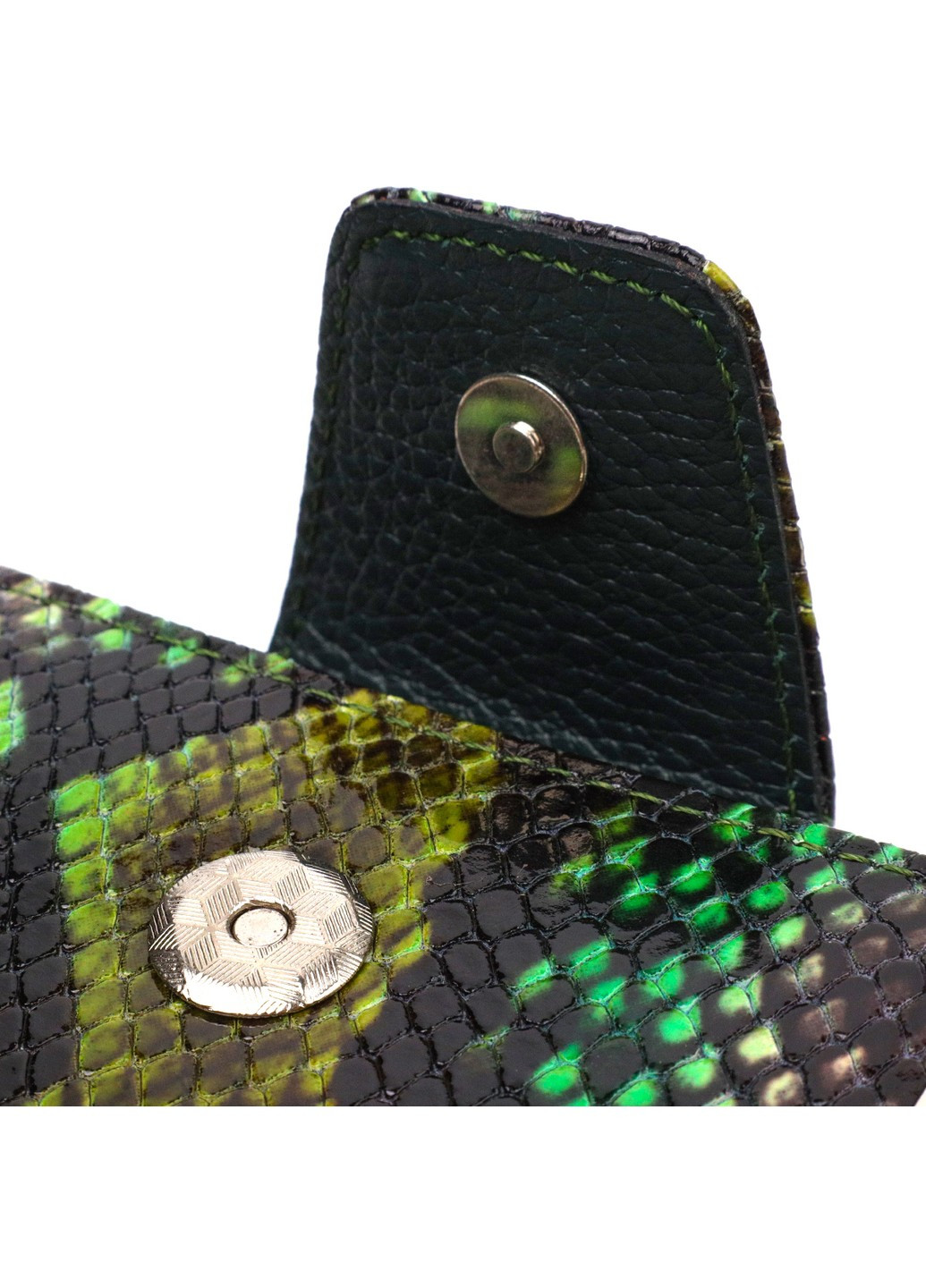 Жіноче вертикальне портмоне з натуральної шкіри з тисненням під змію 21732 Різнокольорове Canpellini (259829978)