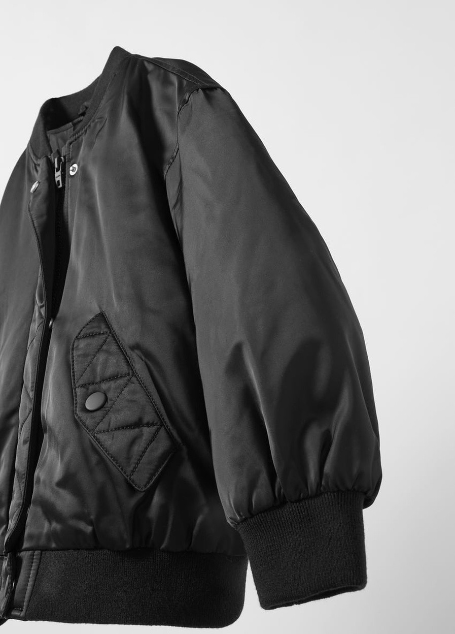 Черная демисезонная куртка бомбер для девочки 8634 164 см черный 63940 Zara