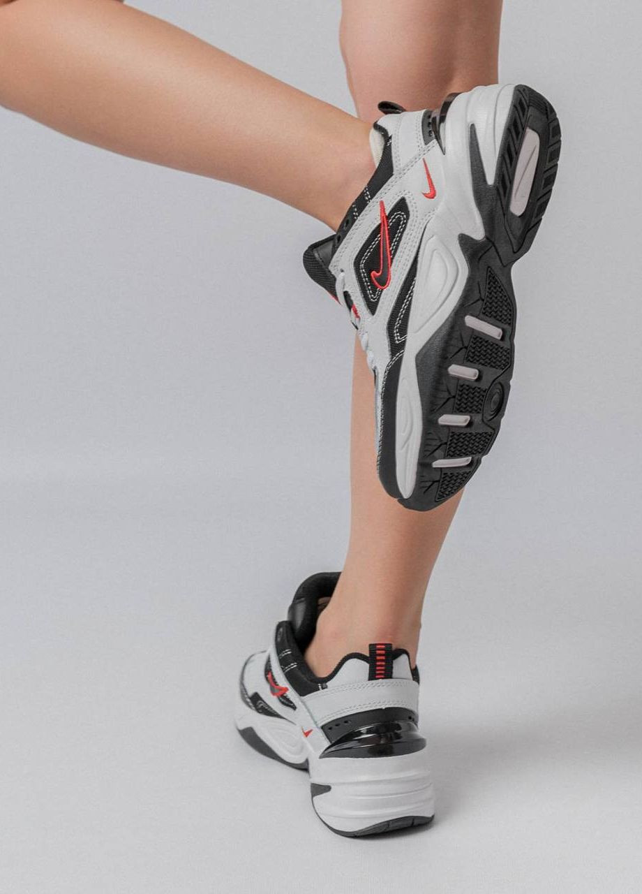 Белые демисезонные кроссовки женские, вьетнам Nike M2K Tekno Premium Black Red White