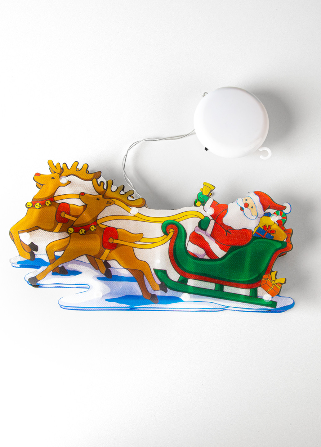 Іграшка світлодіодна підвісна Санта з оленями, 25х13,4х2,6 см MVM (256608391)