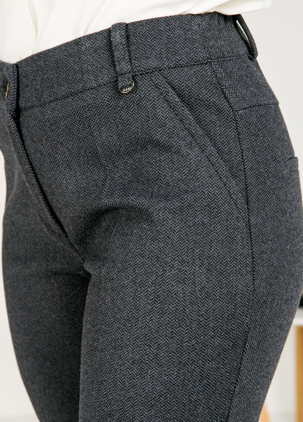 Серые повседневный зимние укороченные брюки No Brand