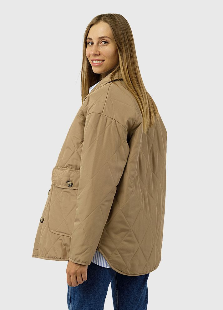 Бежева демісезонна куртка жіноча колір бежевий цб-00227866 Qalinka